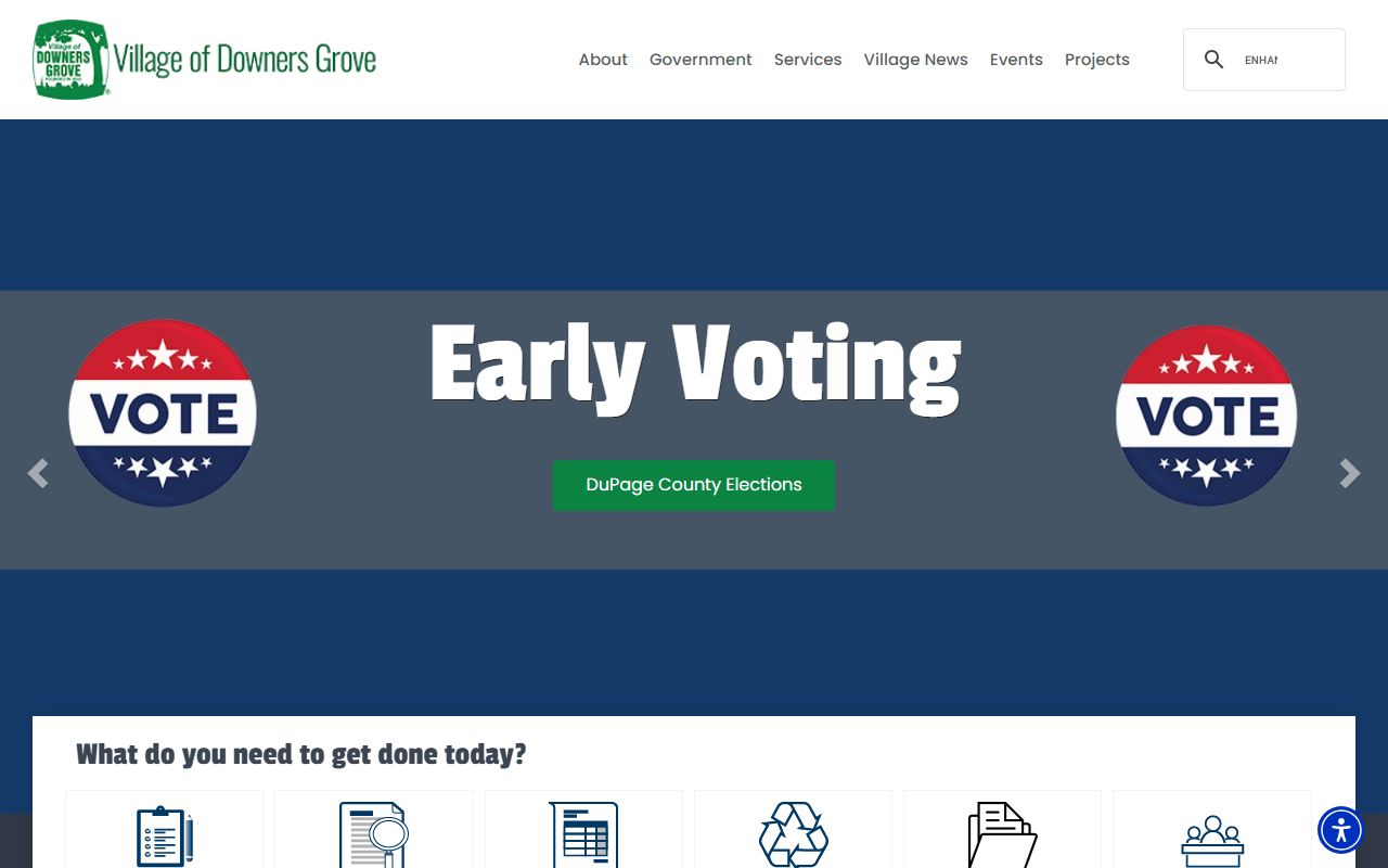 Downers Grove village website for marriage records information