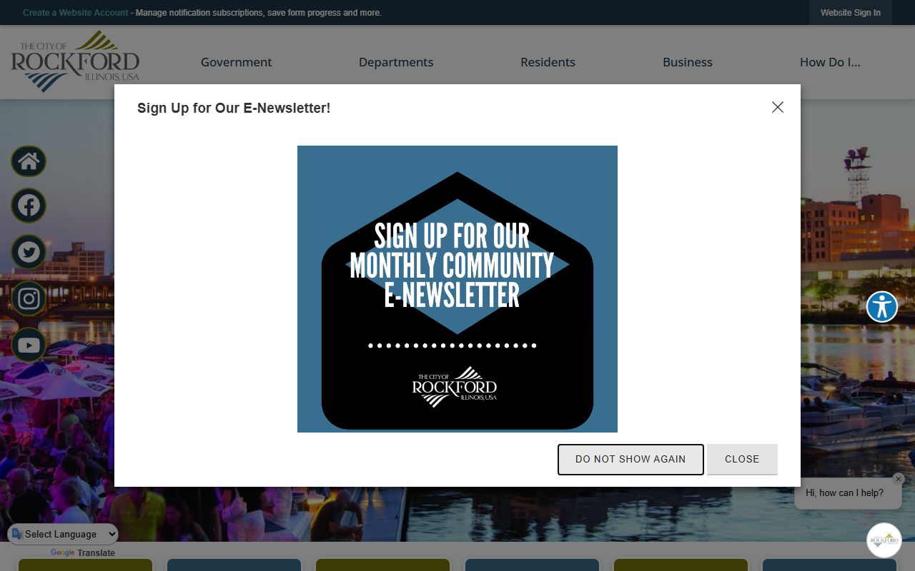 City of Rockford website with marriage records information