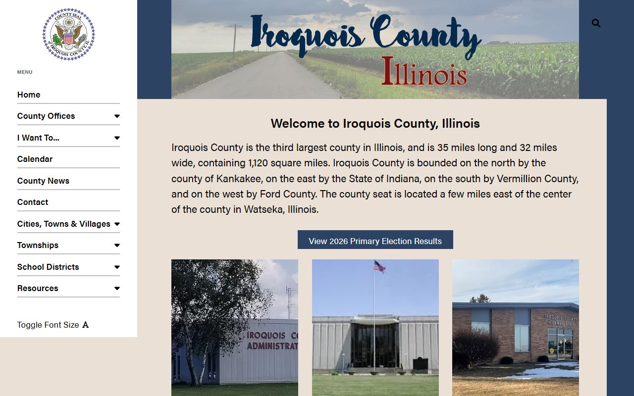 Iroquois County government website for marriage records information