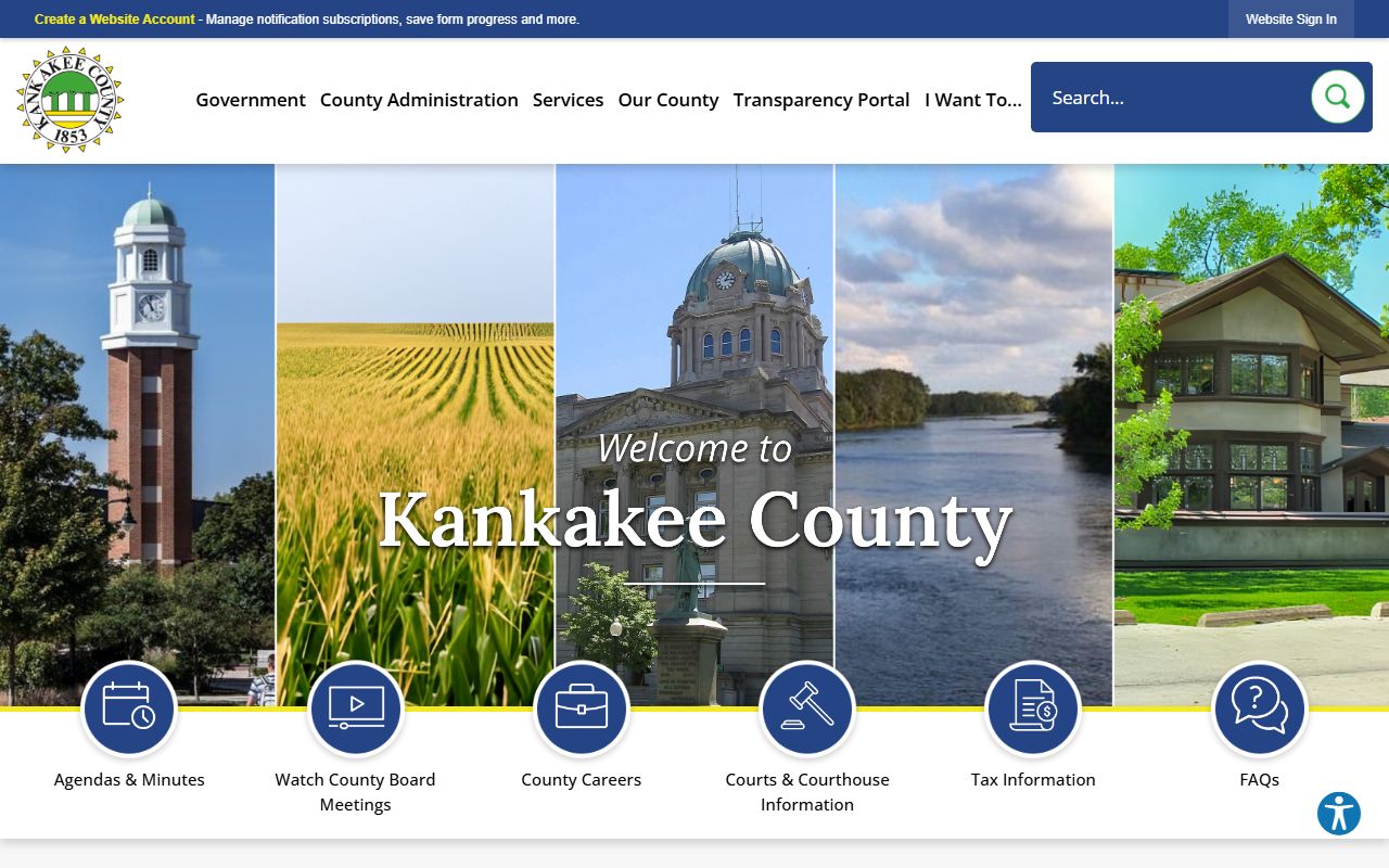 Kankakee County government website for marriage records and clerk information