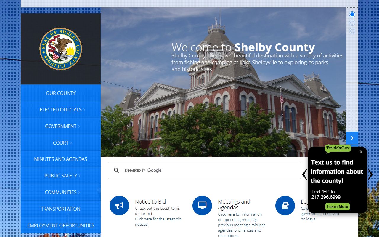 Shelby County government website for marriage records information