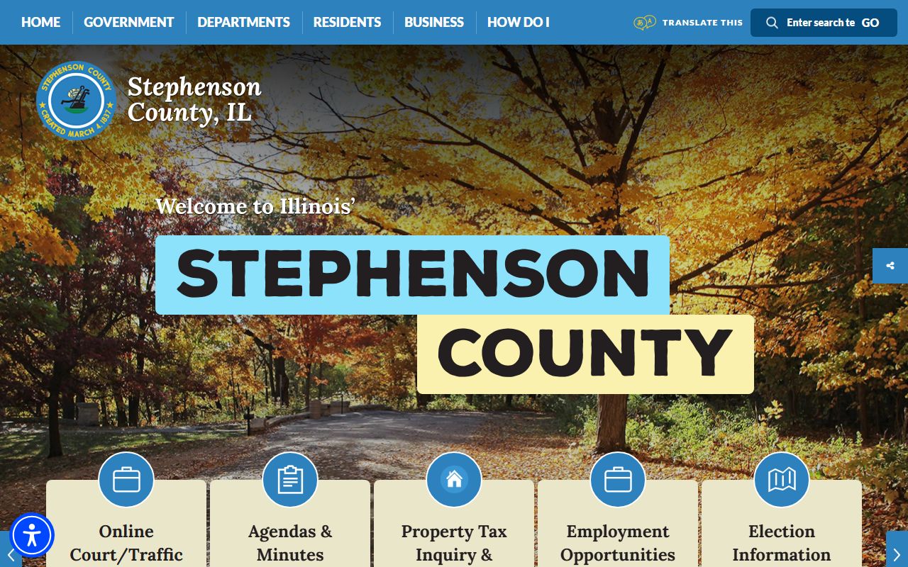 Stephenson County government website for marriage records