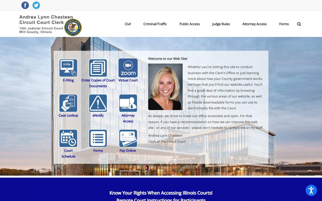 Will County Circuit Clerk website for courthouse wedding information