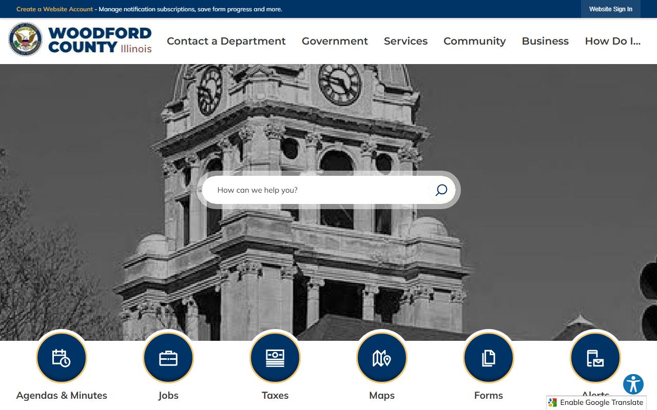 Woodford County website for marriage records information